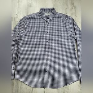 Twillory Untuckable Tailored Fit Button Down Blue Plaid Dress Shirt Men's Size L